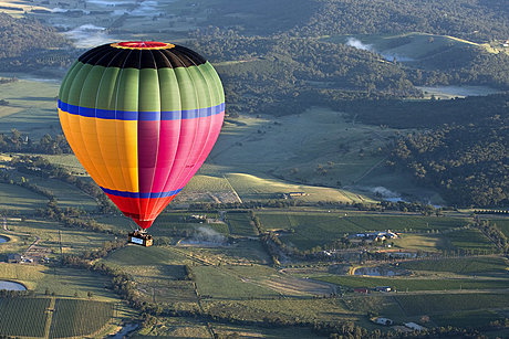 Hot air balloon over Yarra Valley